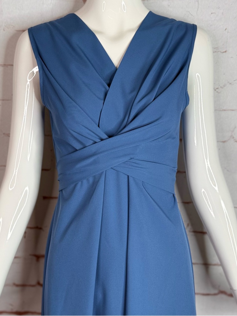 Slate Blue Wrap Dress Lightweight Sleeveless Knee Length Size XS New With Tag - Picture 11 of 16